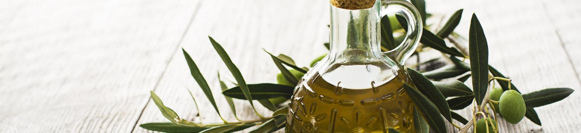 Oil bottle on table